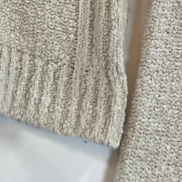 Aeropostale Cream Chenille Popcorn Knit Quarter Zip Cropped Sweater XL - Picture 3 of 4
